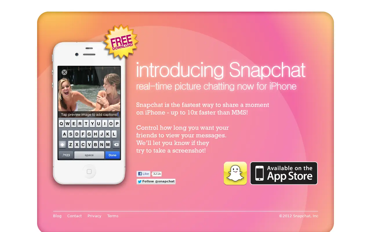 snapchat.com in 2012