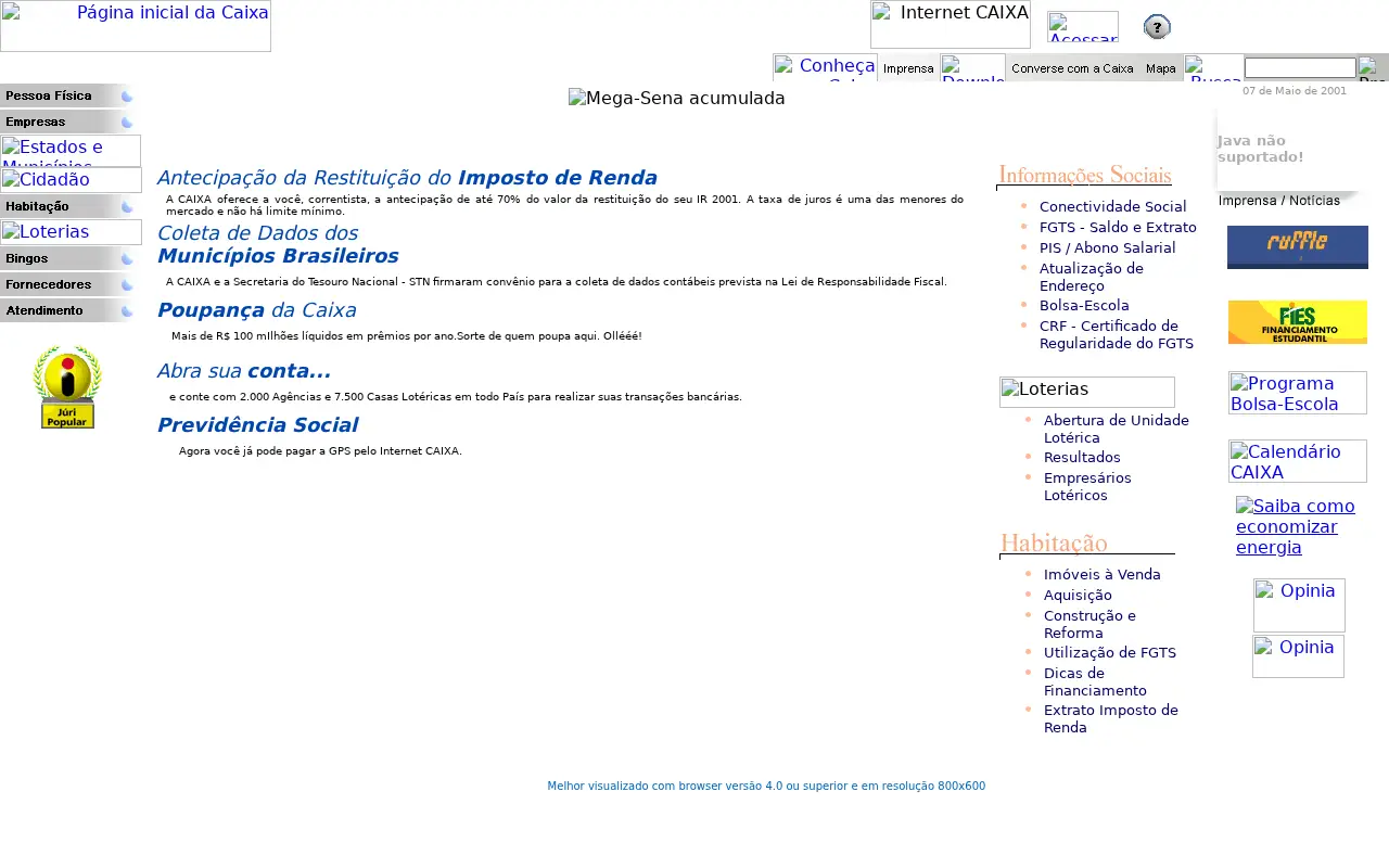 caixa.gov.br in 2001