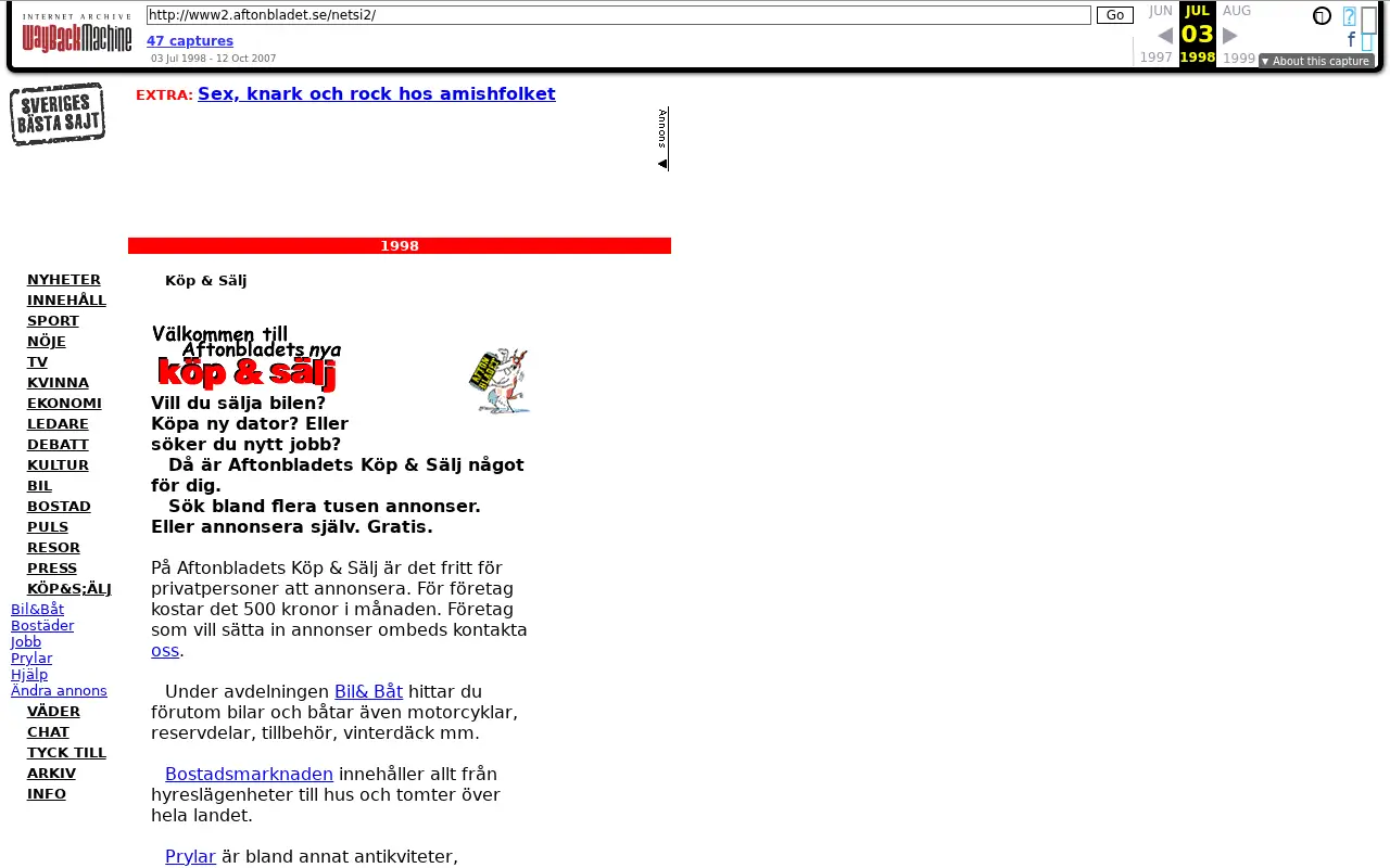 aftonbladet.se in 1998