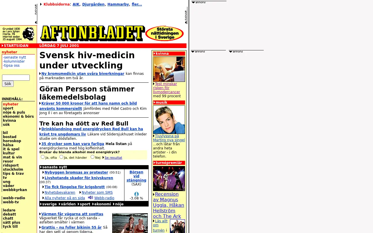 aftonbladet.se on July 7, 2001
