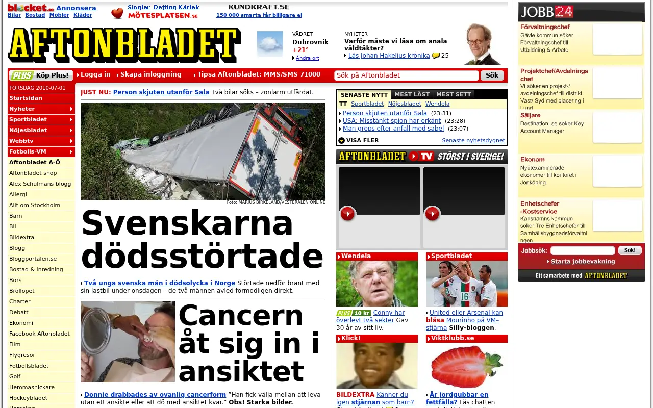 aftonbladet.se in 2010