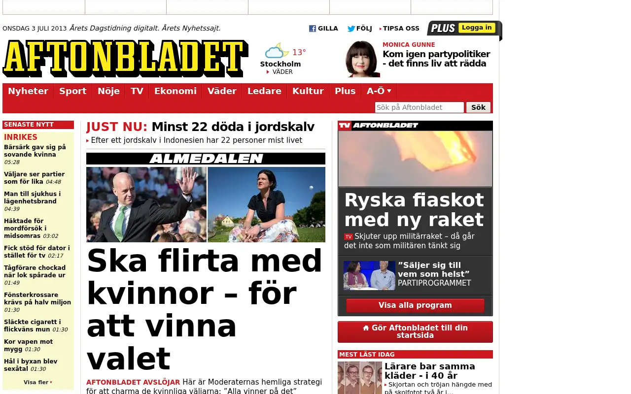 aftonbladet.se in 2013