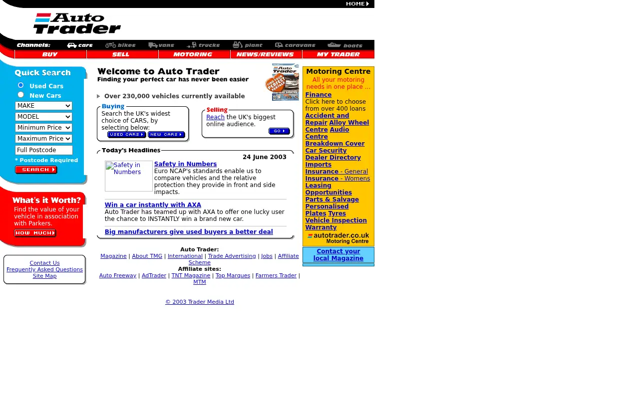 autotrader.co.uk in 2003