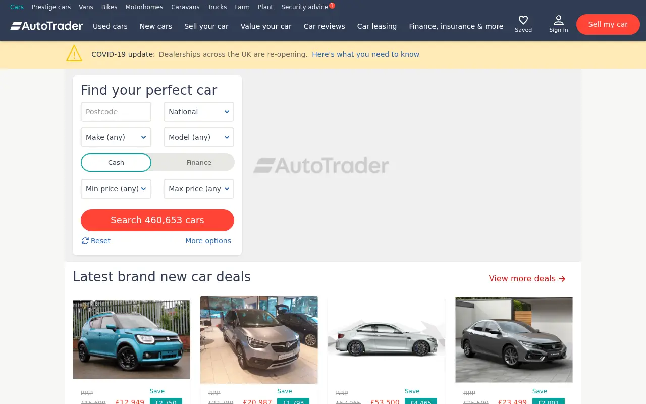 autotrader.co.uk in 2020