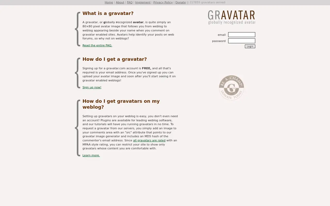 gravatar.com in 2004
