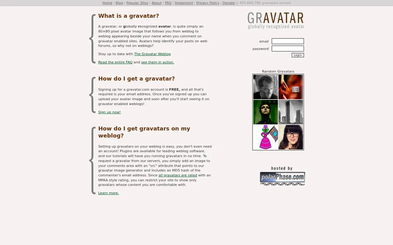 gravatar.com in 2005