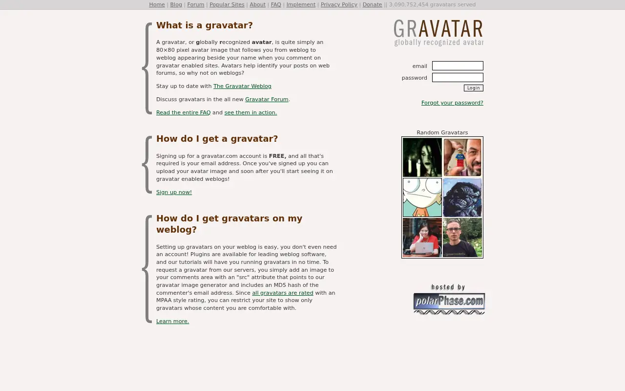 gravatar.com in 2006