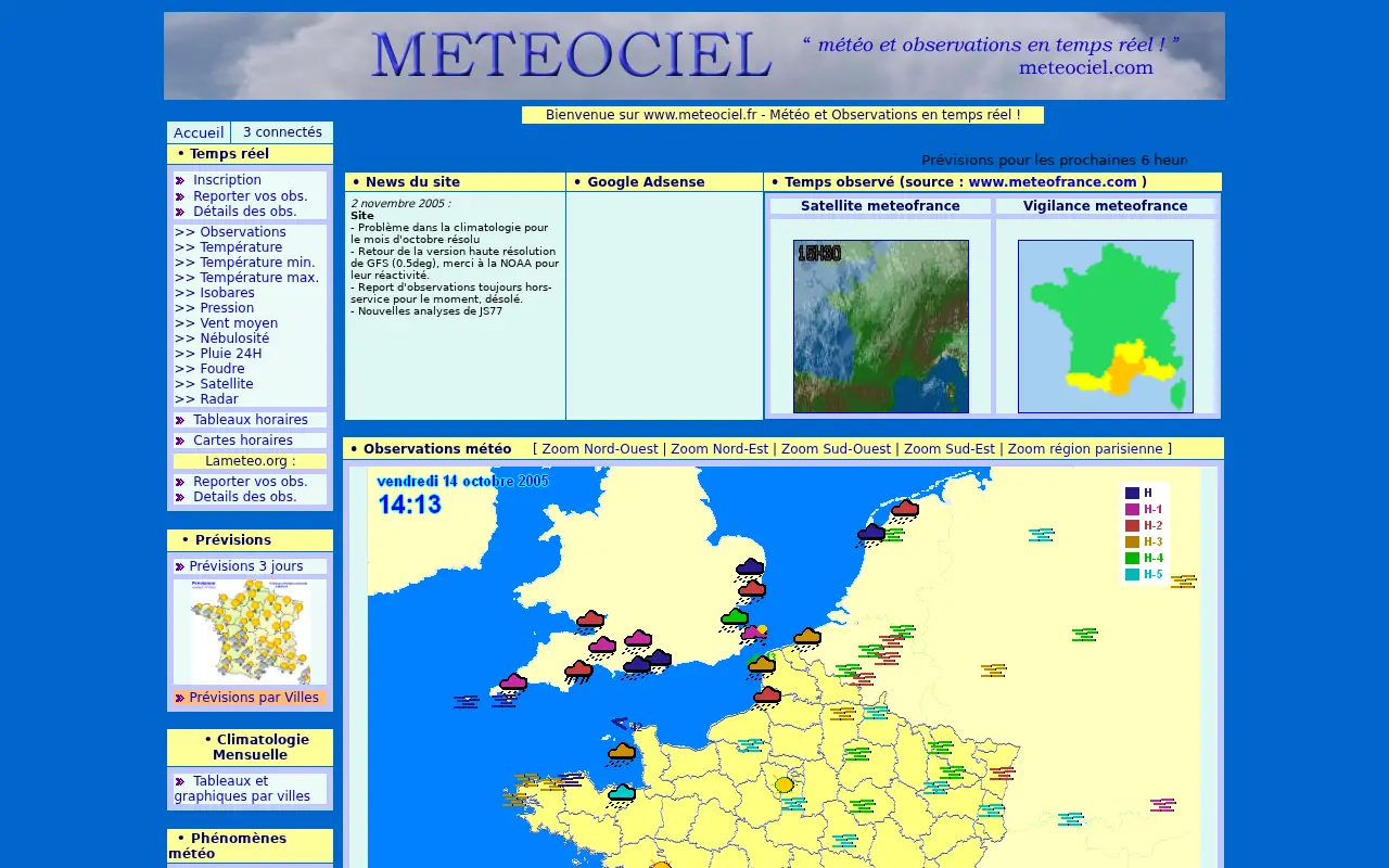 meteociel.fr in 2005