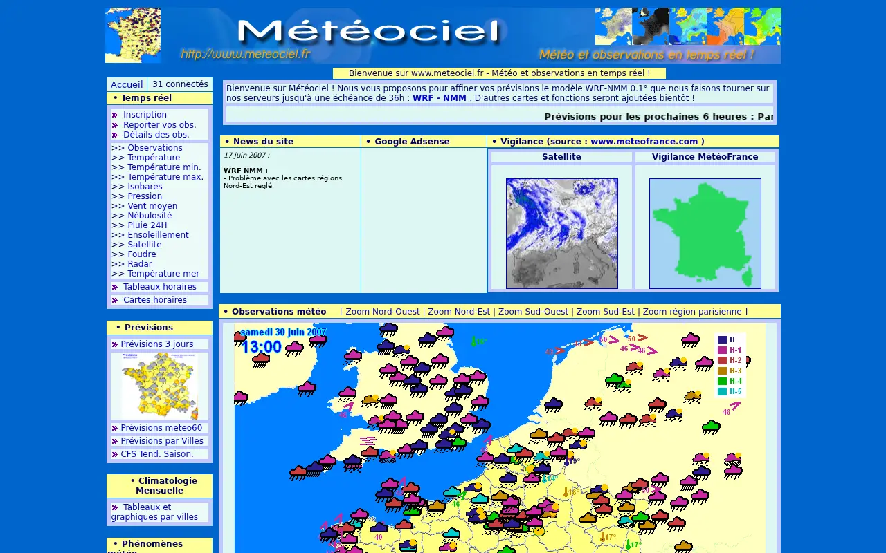 meteociel.fr in 2007