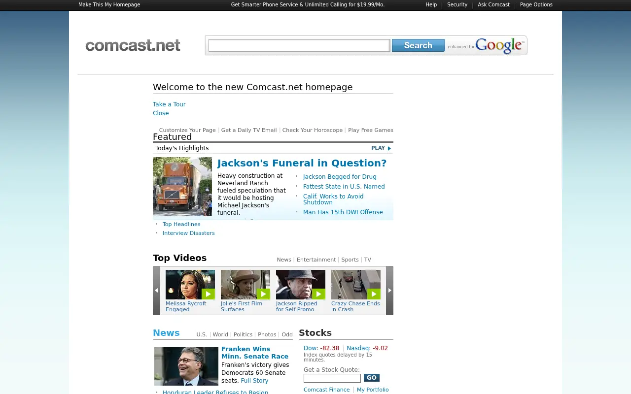 comcast.net in 2009