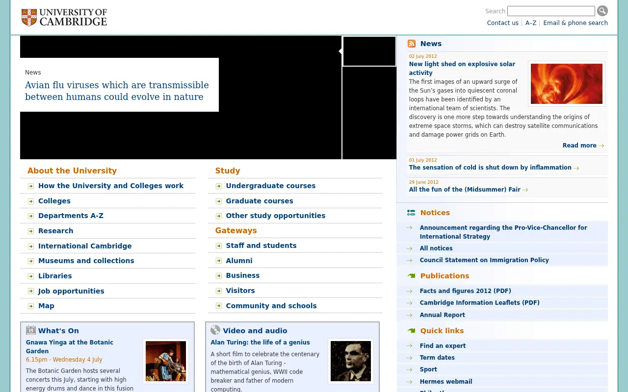 cam.ac.uk in 2012