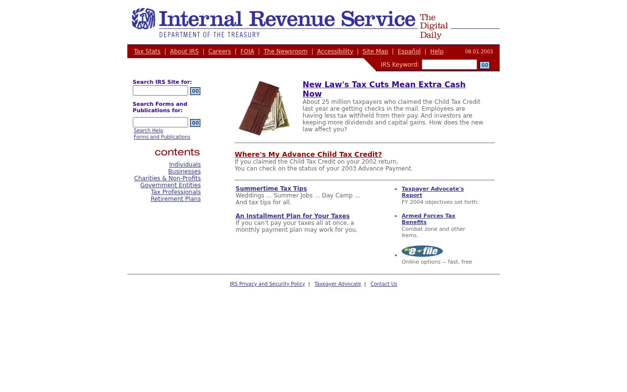 irs.gov in 2003