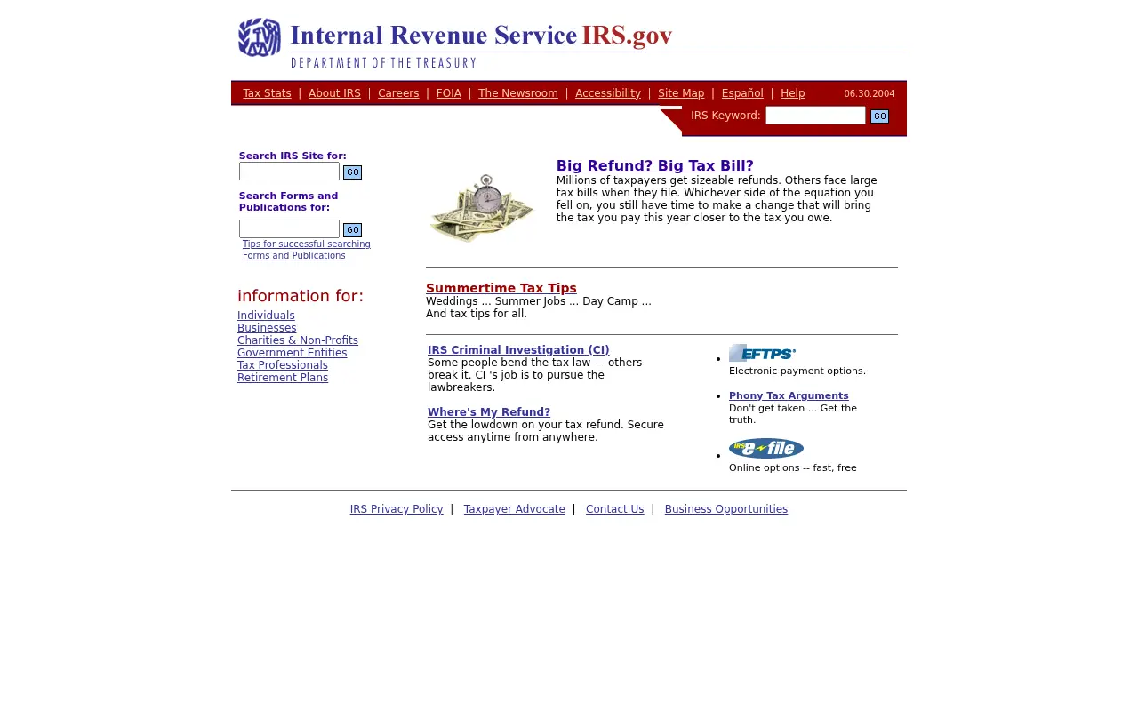 irs.gov in 2004