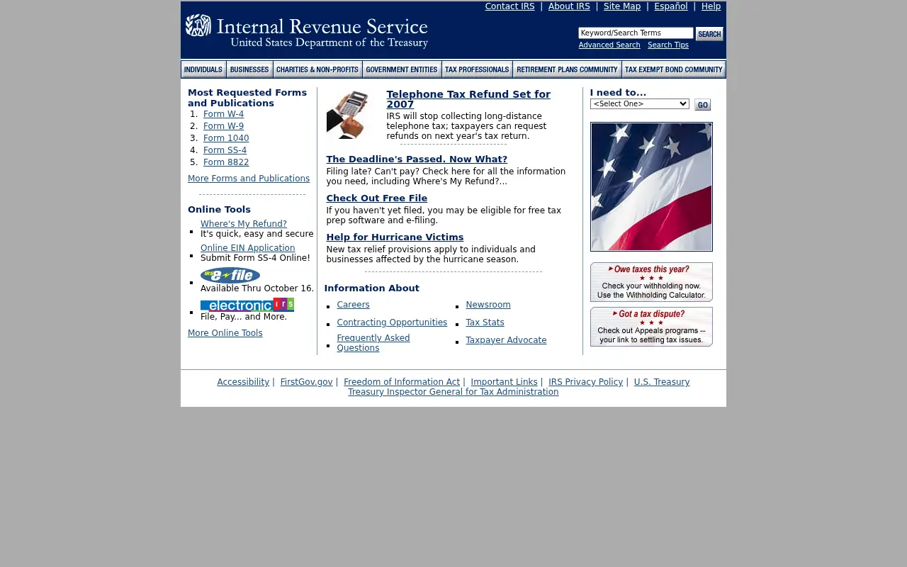 irs.gov in 2006