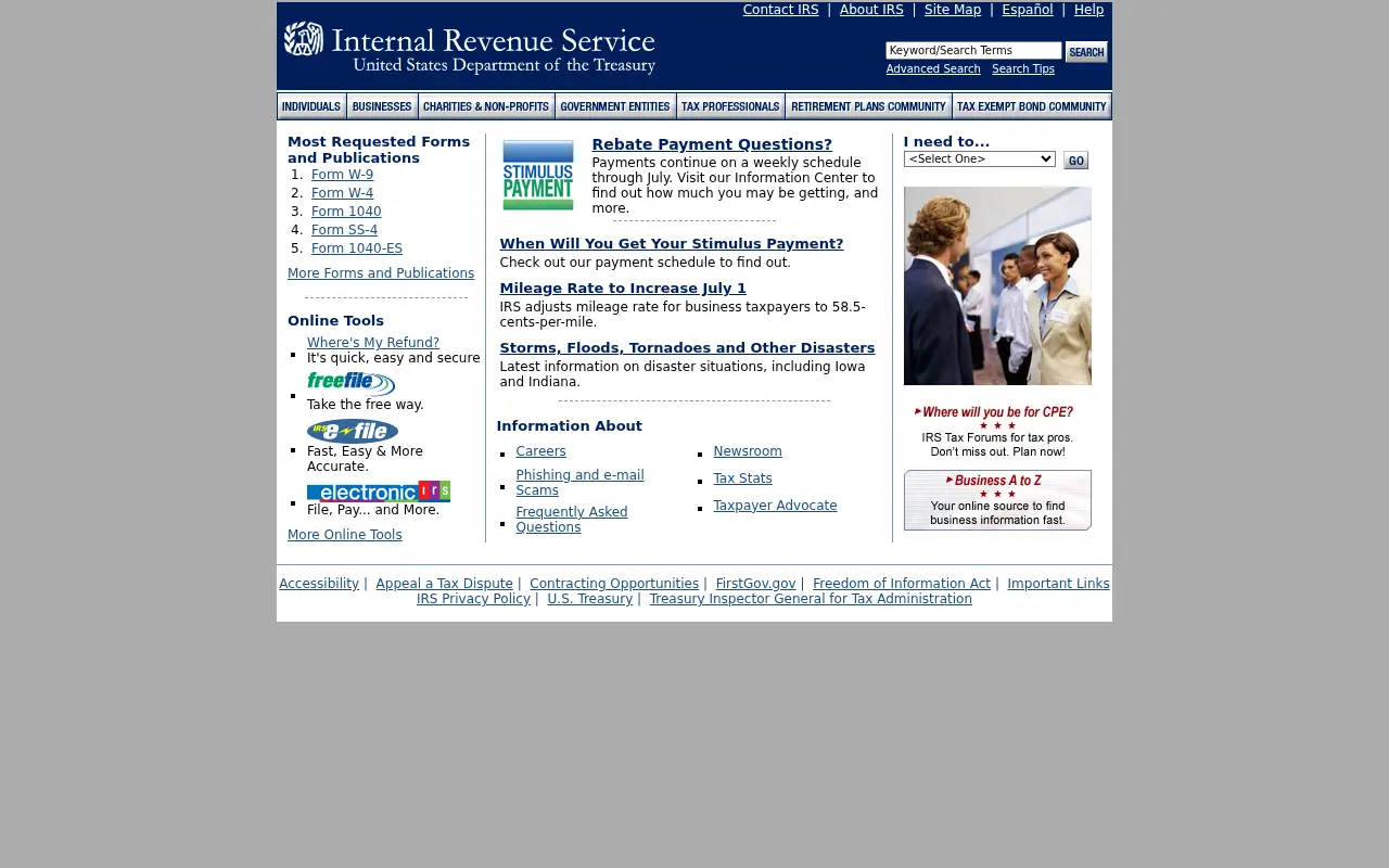 irs.gov in 2008