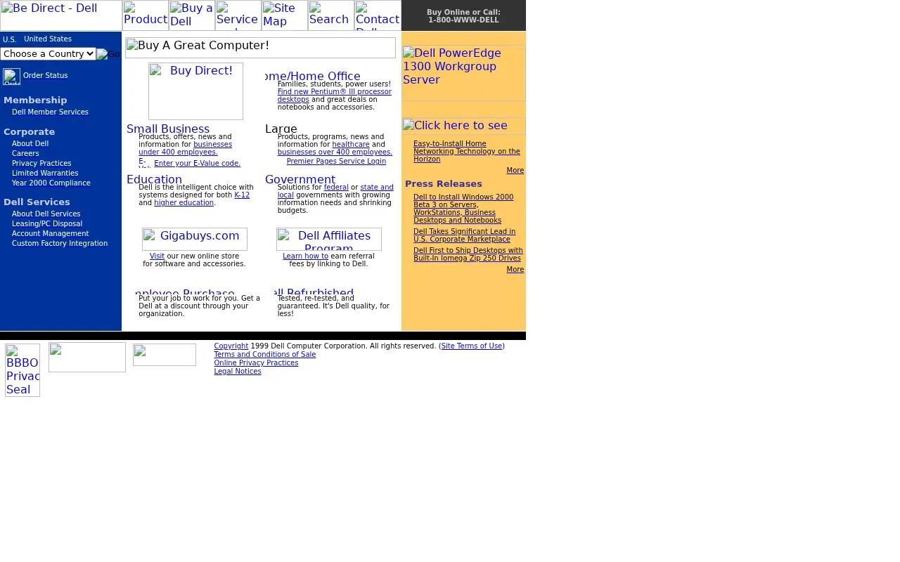 dell.com in 1999