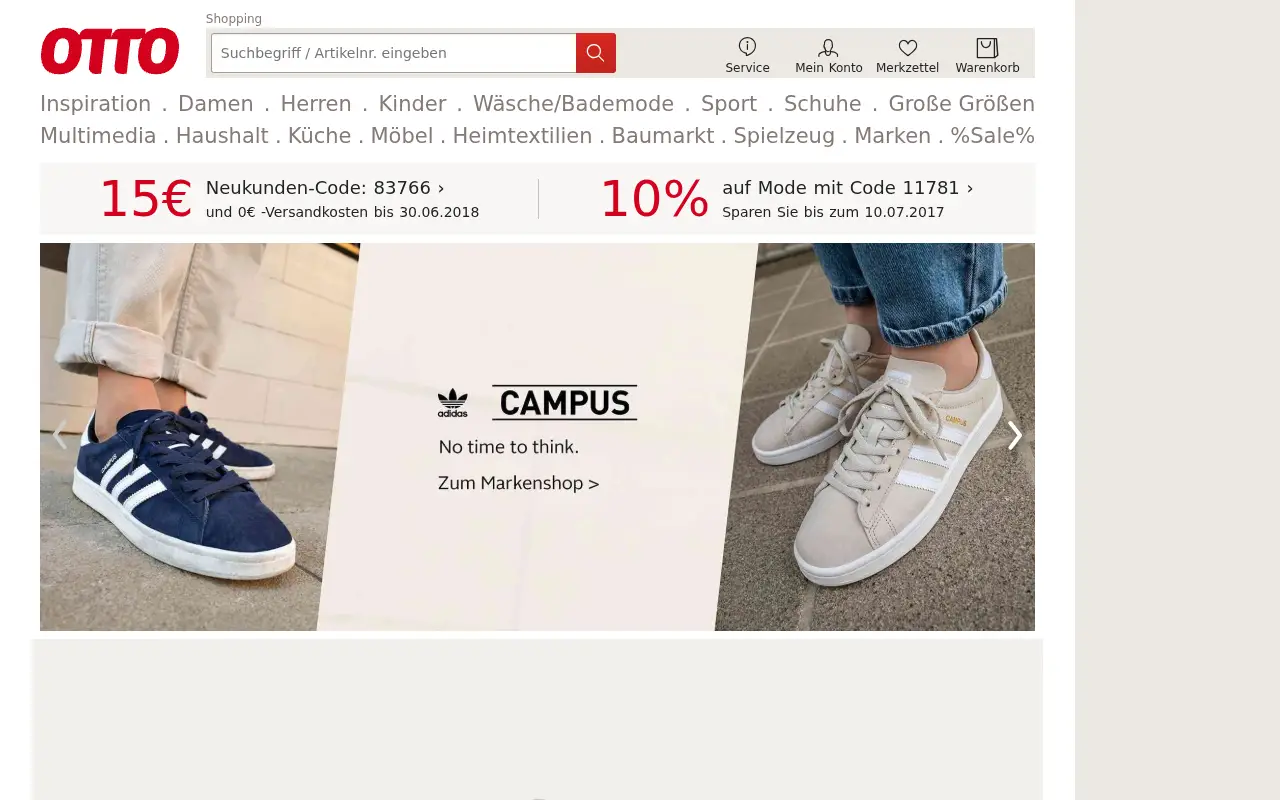 otto.de in 2017