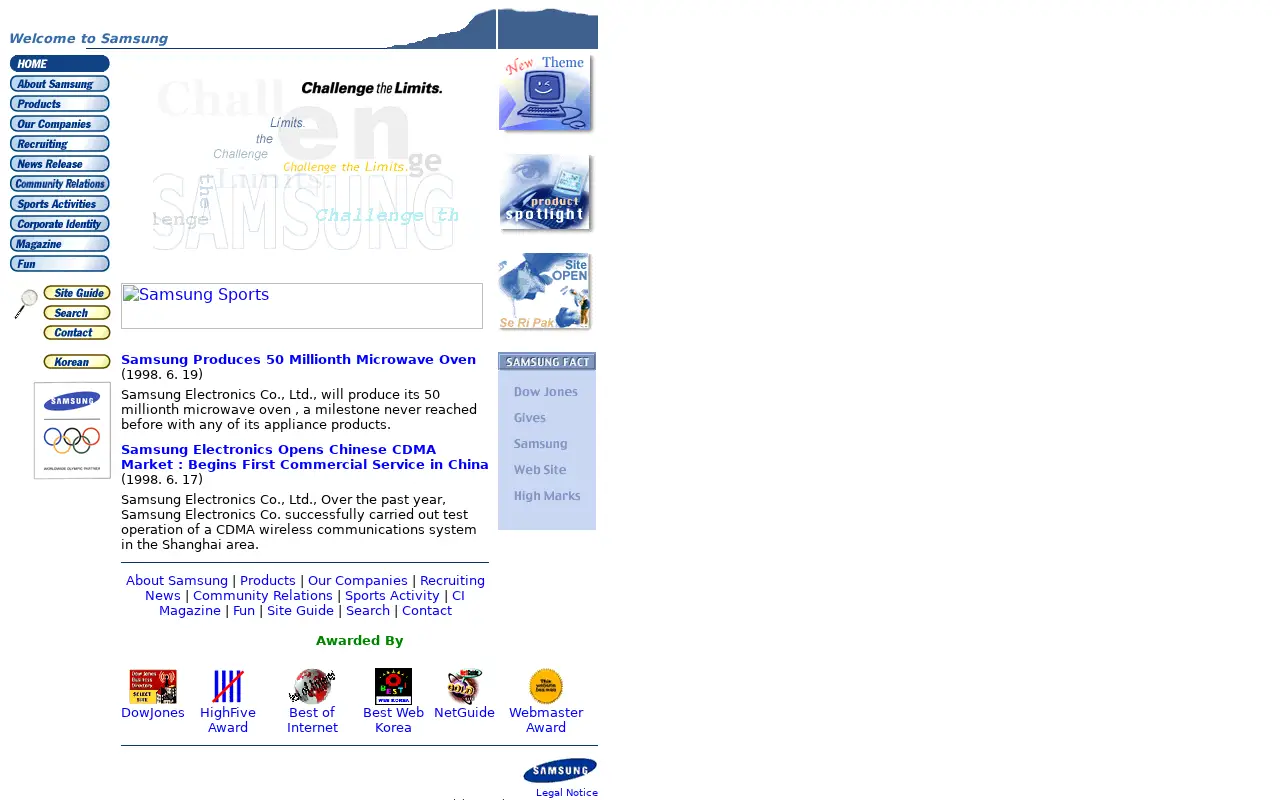 samsung.com in 1998
