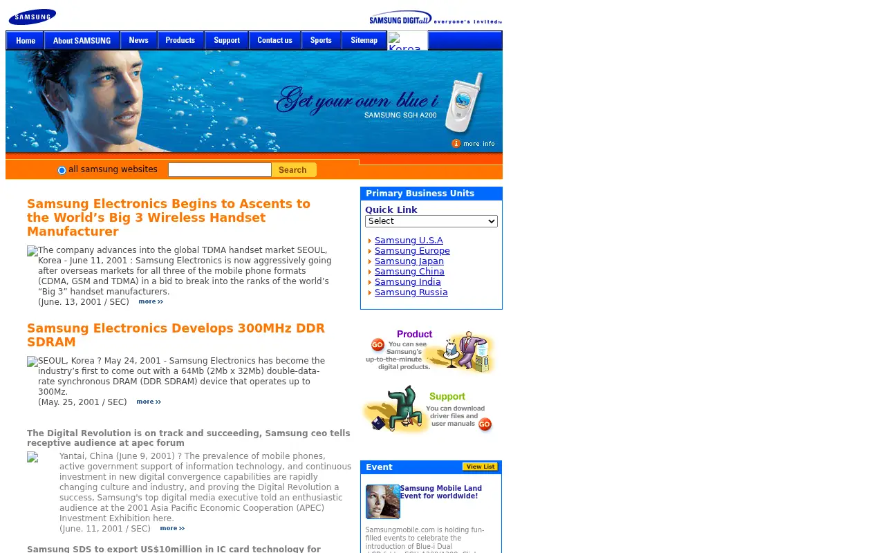samsung.com in 2001