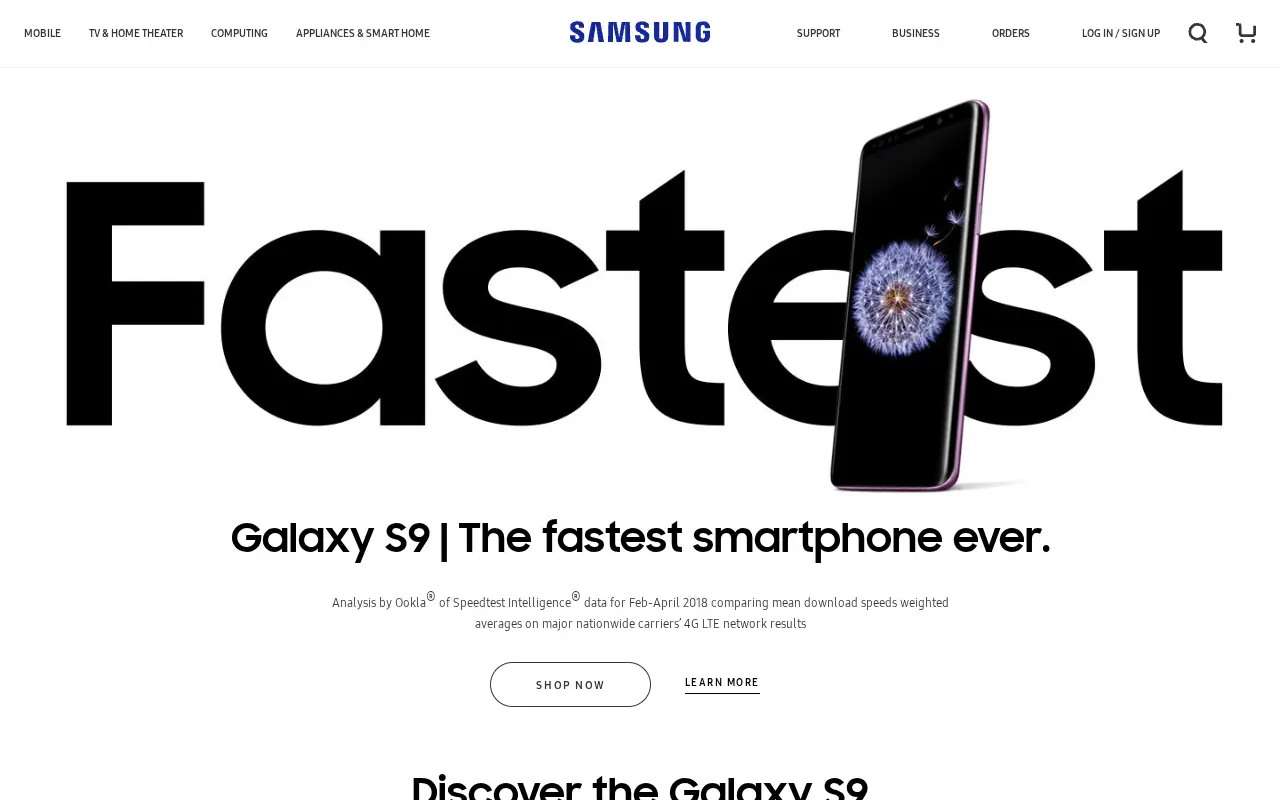 samsung.com in 2018