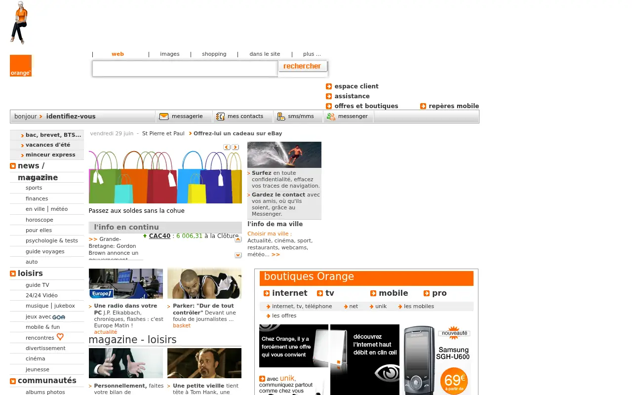 orange.fr in 2007
