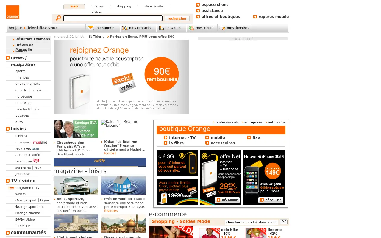 orange.fr in 2009