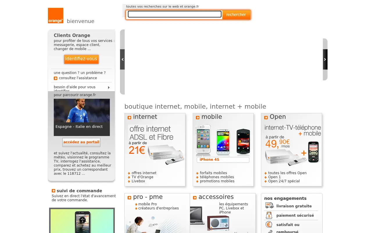 orange.fr in 2012