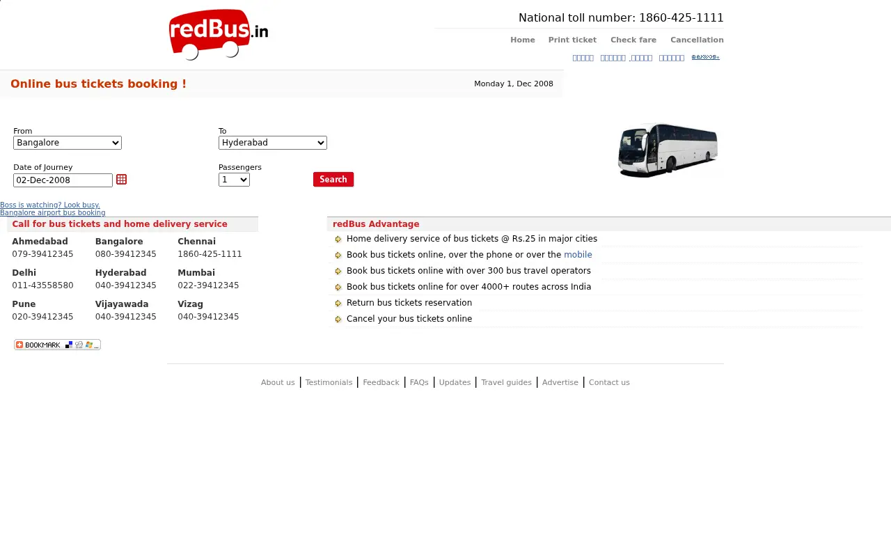 redbus.in in 2008