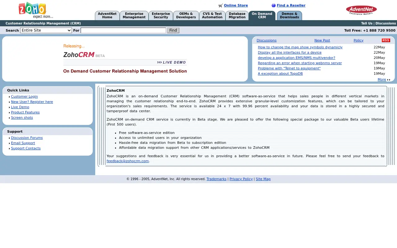 zoho.com in 2005