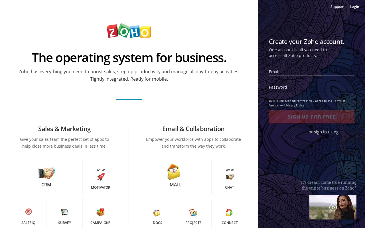 zoho.com in 2016