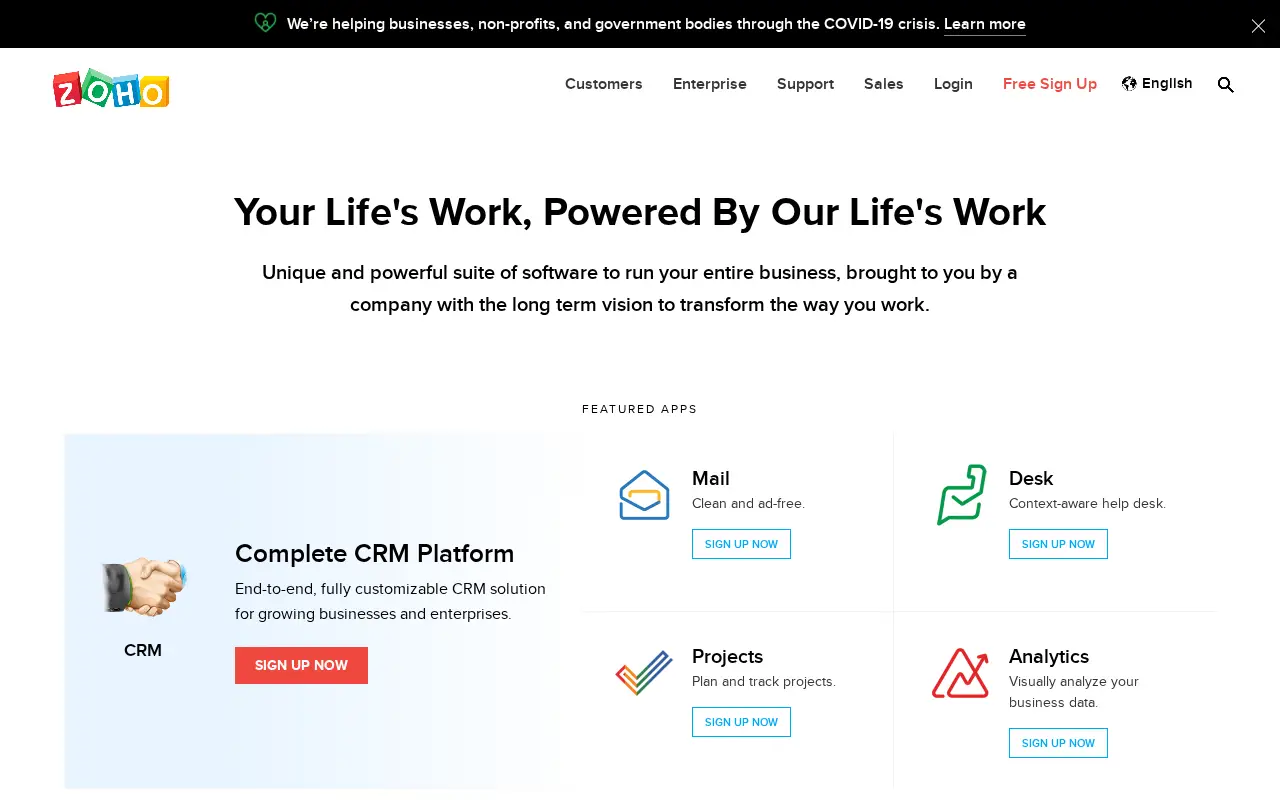 zoho.com in 2020