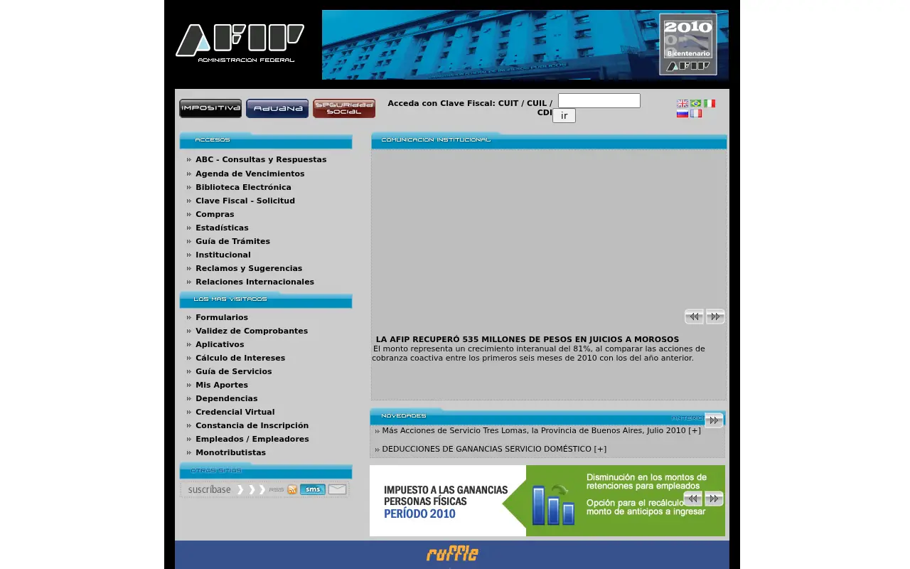 afip.gob.ar in 2010
