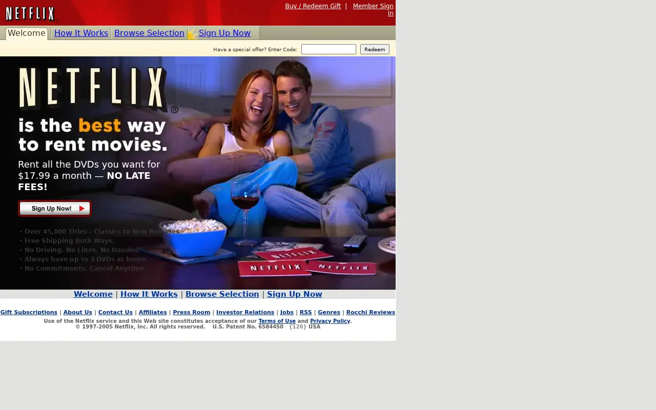 netflix.com in 2005