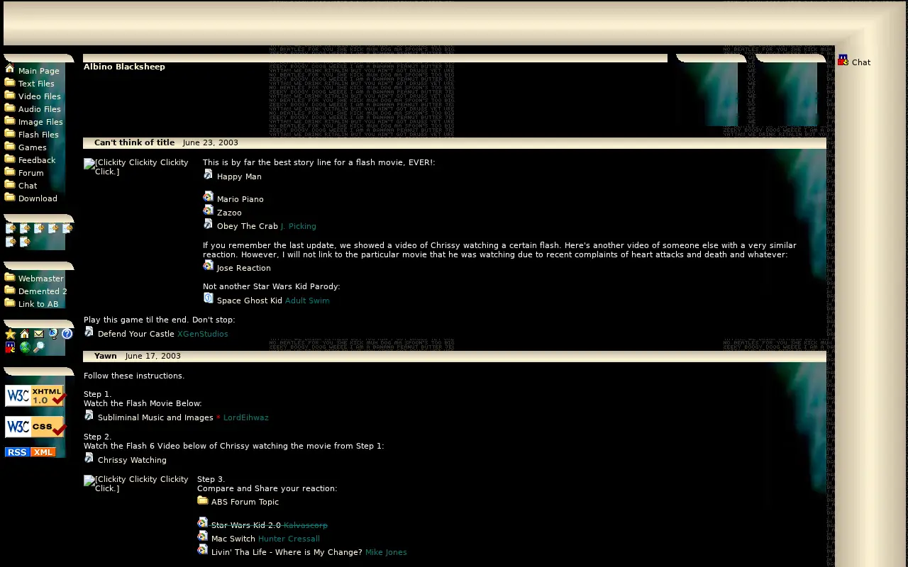 albinoblacksheep.com in 2003