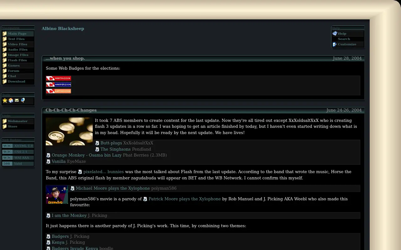 albinoblacksheep.com in 2004