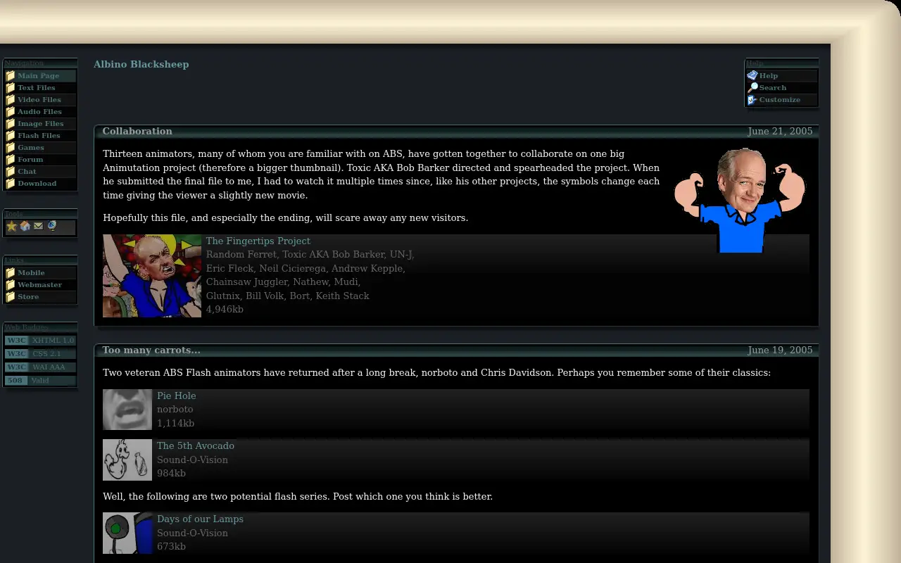 albinoblacksheep.com in 2005