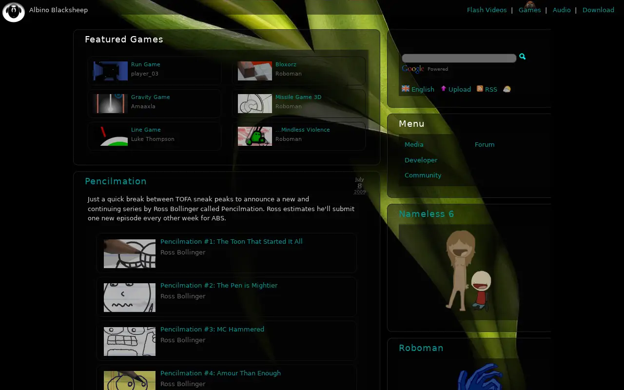 albinoblacksheep.com in 2009