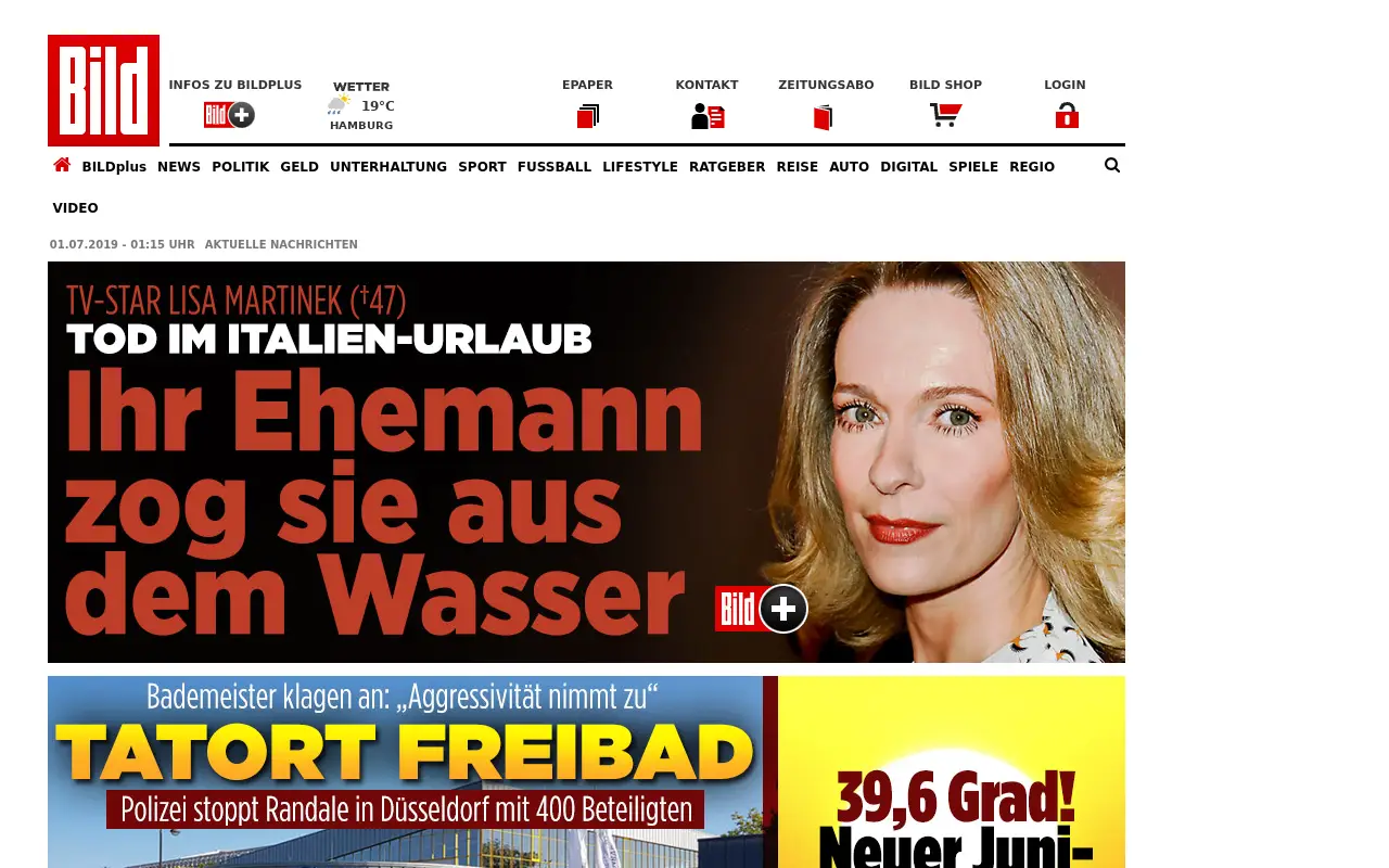 bild.de in 2019