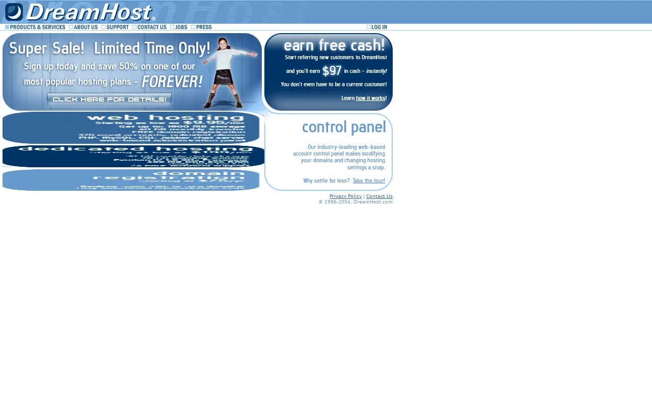 dreamhost.com on June 30, 2004