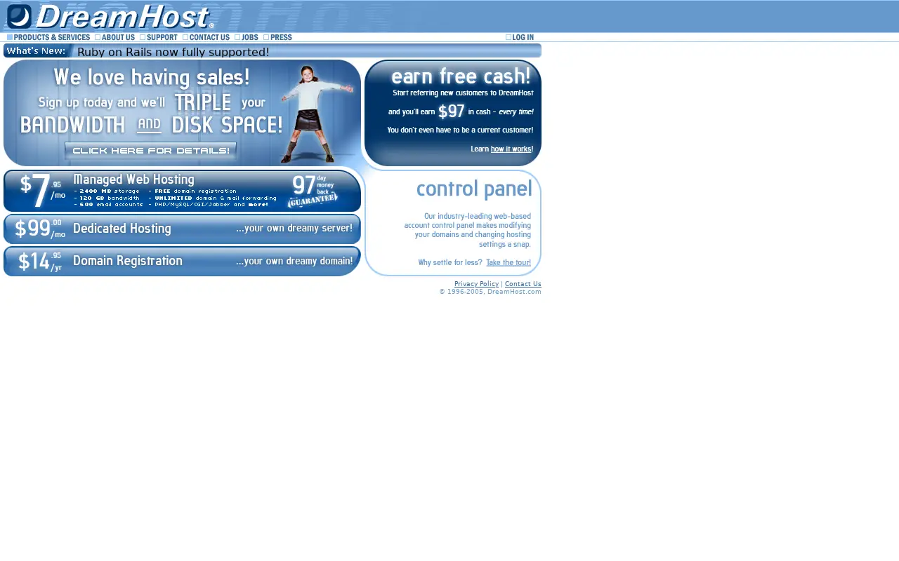 dreamhost.com on July 1, 2005