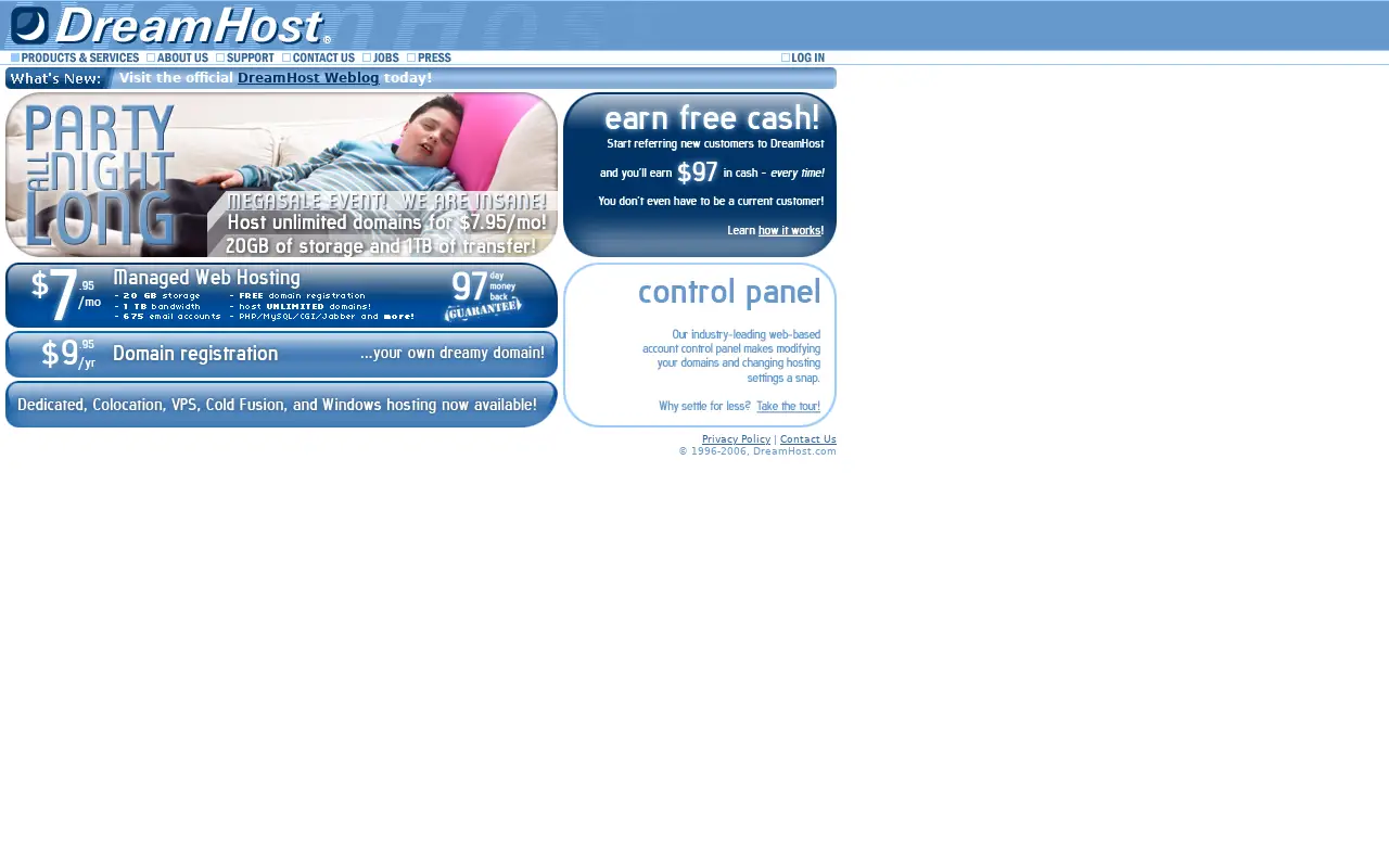 dreamhost.com on July 1, 2006