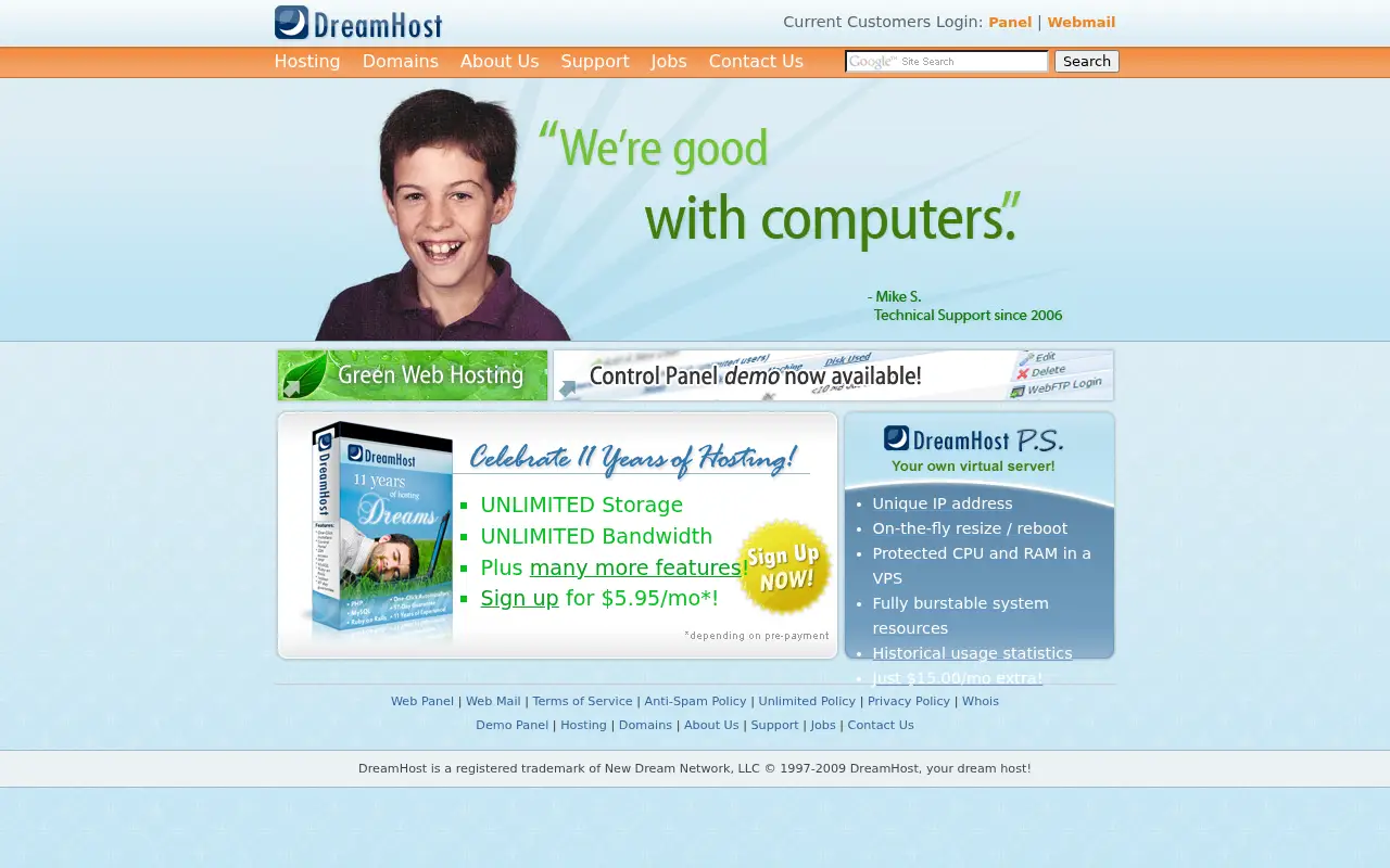 dreamhost.com on July 1, 2009