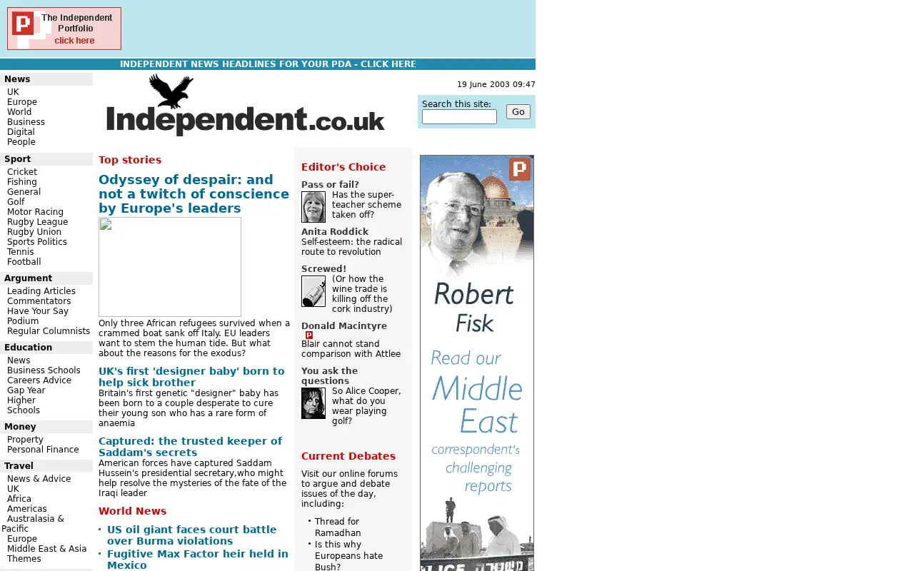 independent.co.uk in 2003
