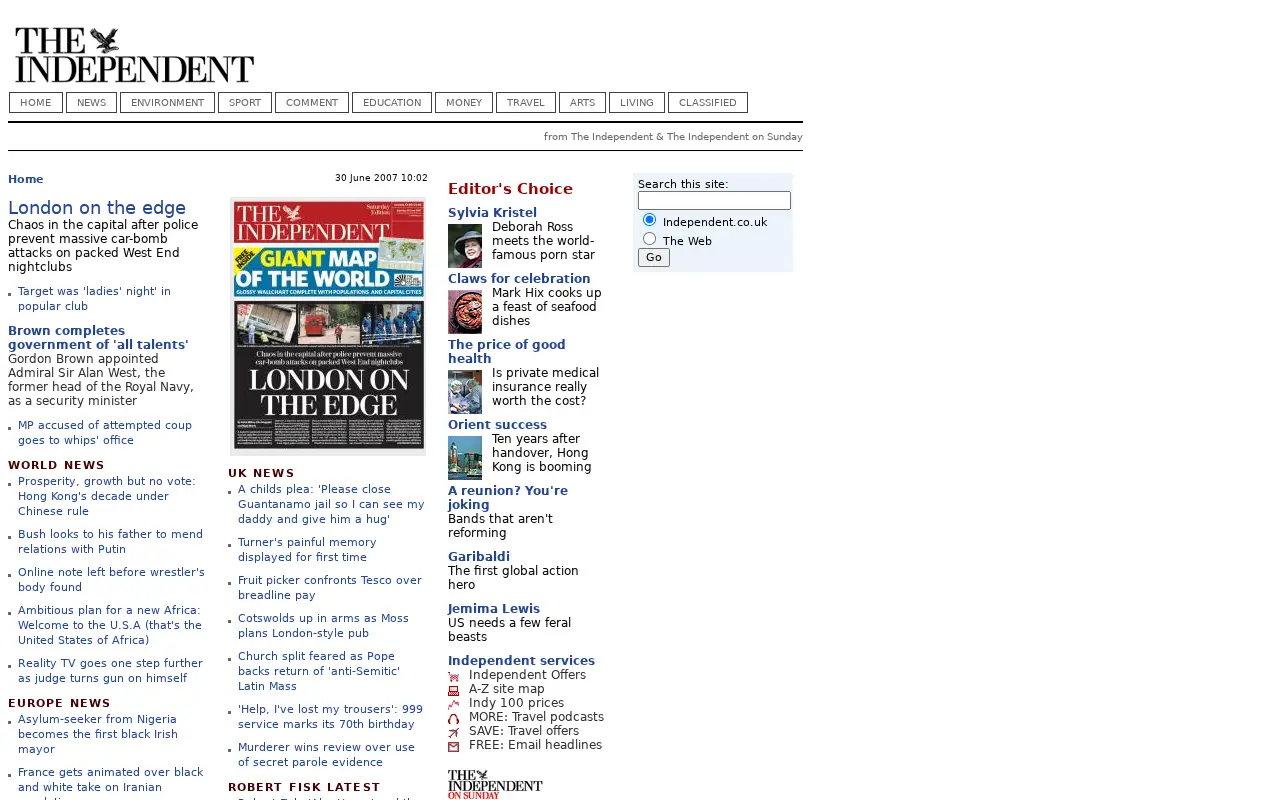 independent.co.uk in 2007
