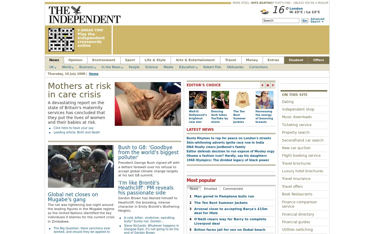 independent.co.uk in 2008