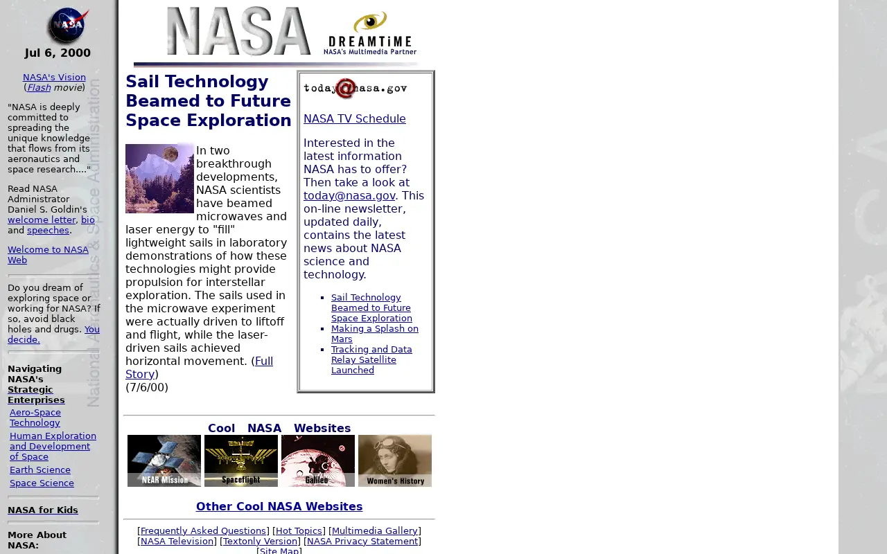 nasa.gov in 2000