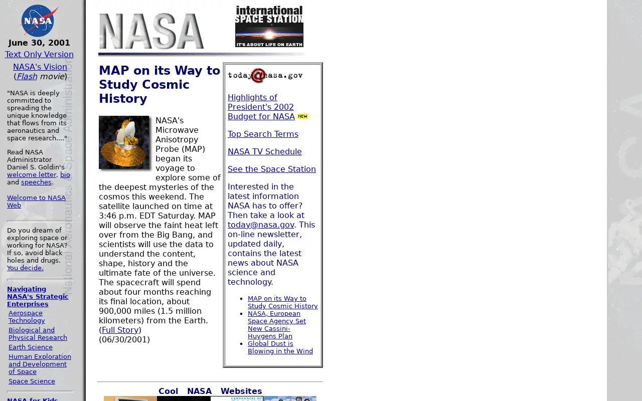 nasa.gov in 2001
