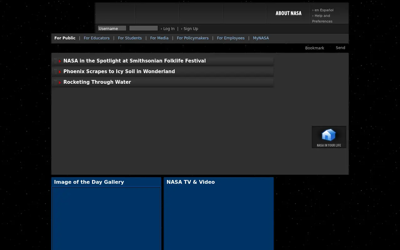 nasa.gov in 2008