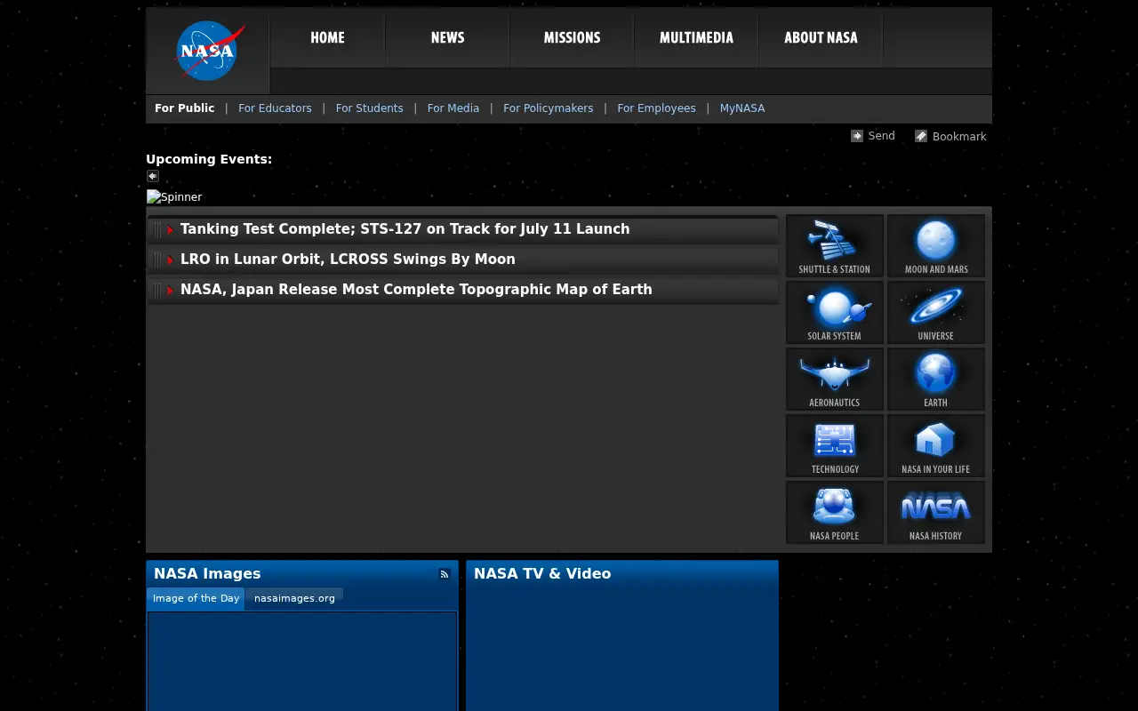 nasa.gov in 2009