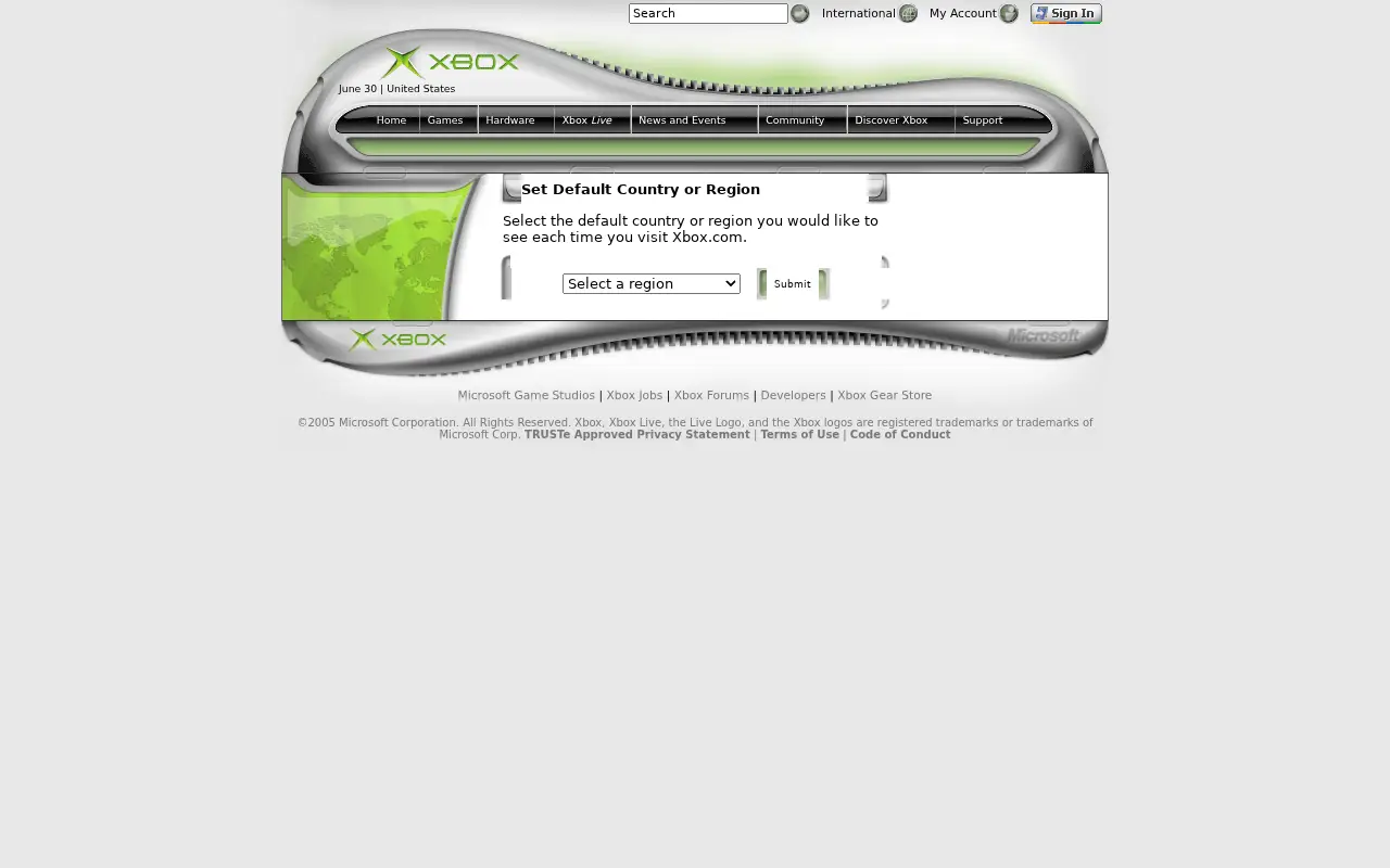 xbox.com in 2005